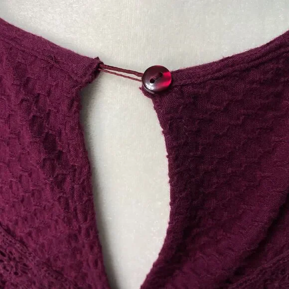 J.Crew Womens Sz Small Round Neck Ruffle Trim Honeycomb Top Long Sleeve - Picture 4 of 5